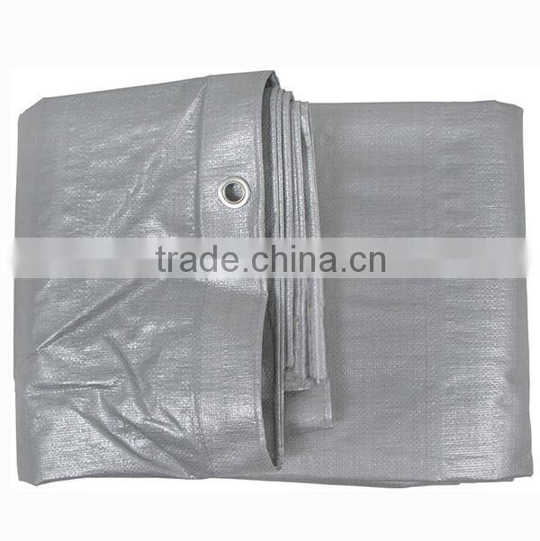 200 gram high quality silver color PE tarpaulin with aluminum eyelets