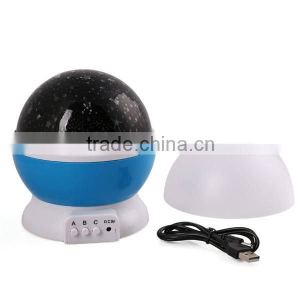 2016 New Romantic New Rotating Star Moon Sky Rotation Night Projector Light Lamp Projection with high quality Kids Bed Lamp