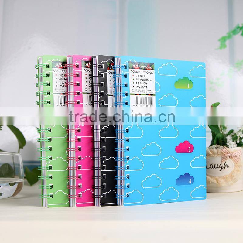 PP Hollow Cover Notebook/ Wholesale A6 A5 A4 Spiral Notebook Office School Suppliers