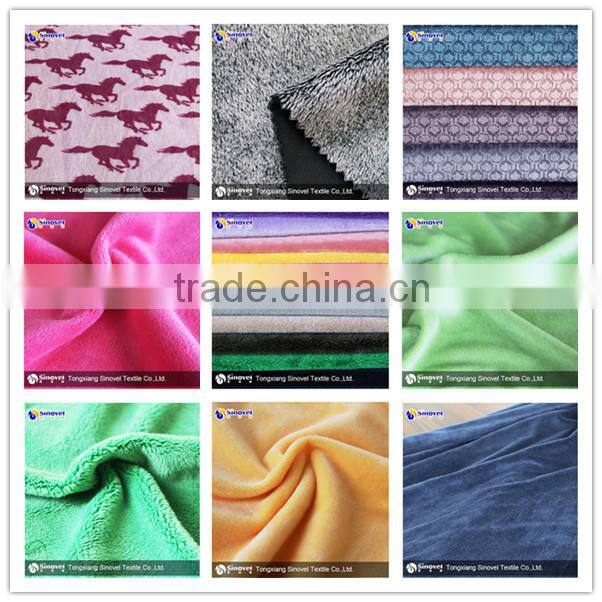 Haining 100% polyester printed short hair velvet fabric for clothes/garment fabric