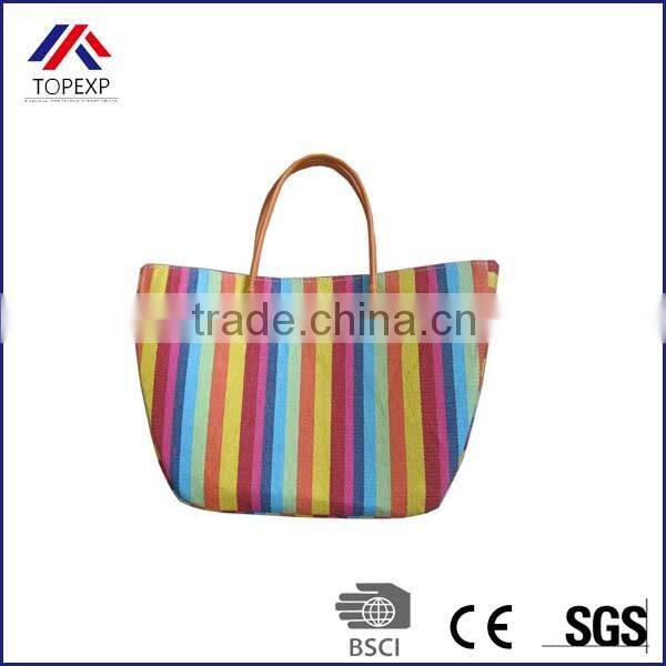 Paper Straw Bag Beach Striped Tote Bag