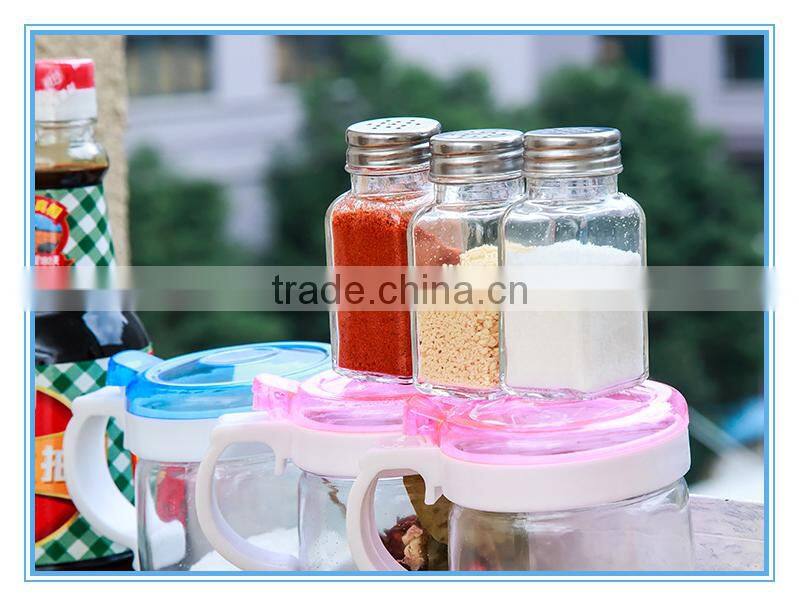 60ml Small Square Glass Packaging Condiment Bottle with Stainless Steel Mesh Lids