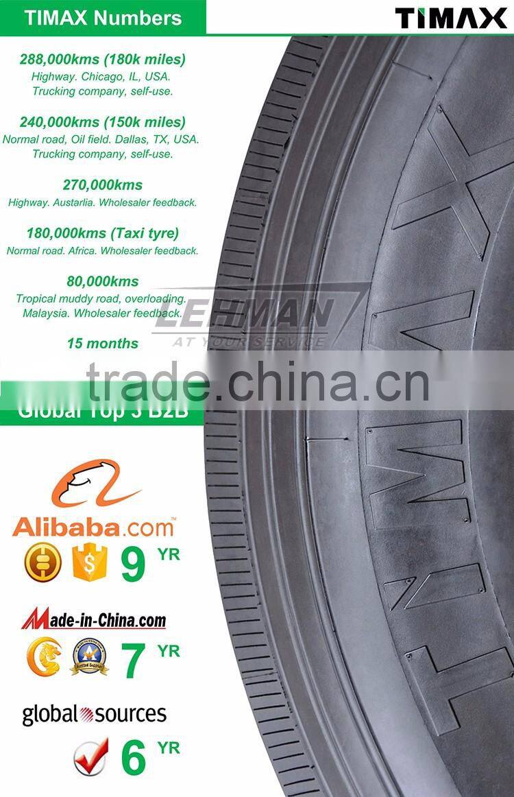 180000miles TIMAX Super Mileage 295/75r22.5 Truck Tire For Sale