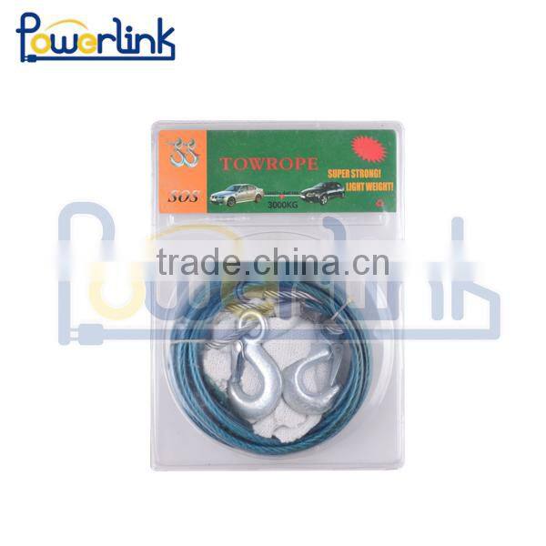 H30064 2T Steel tow rope for truck/2T Truck Car Tow Cable Heavy Duty Towing Pull Rope Strap Hooks Steel Hauling