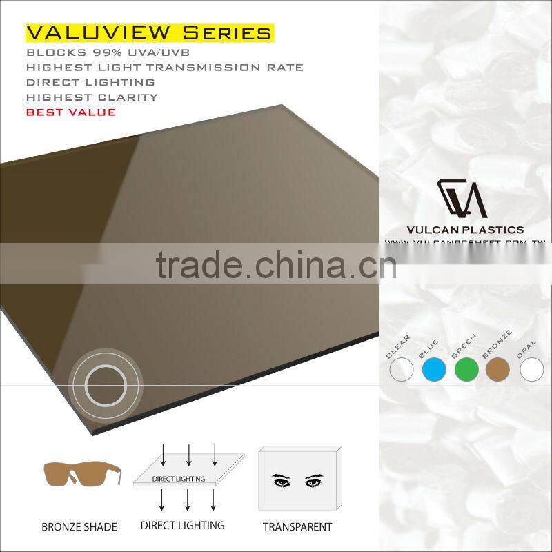 Transparent Plastic Polycarbonate Solid Flat Sheet (Valuview Bronze Solid Flat)