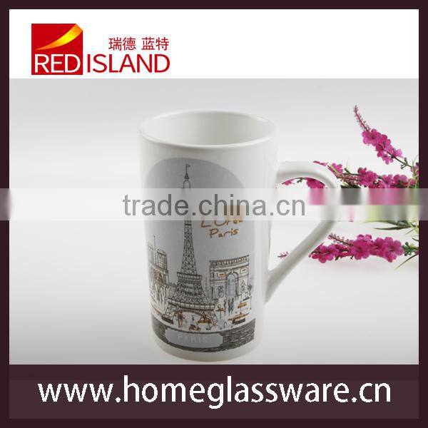 large ceramic mug with decal, drinking mug, gift mug