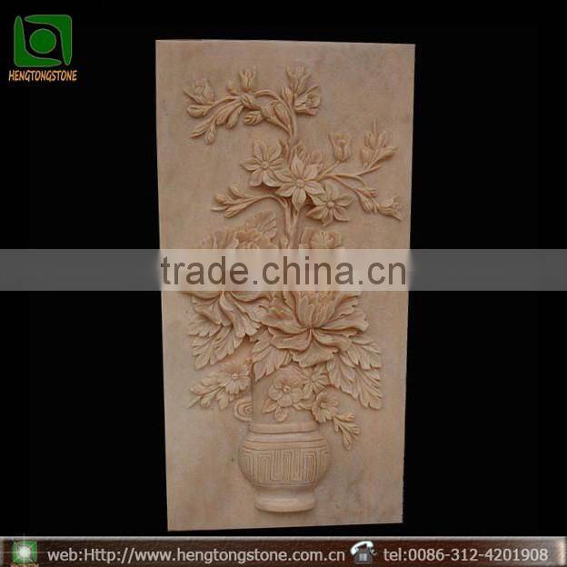 Natural Stone Relief Flower Carving