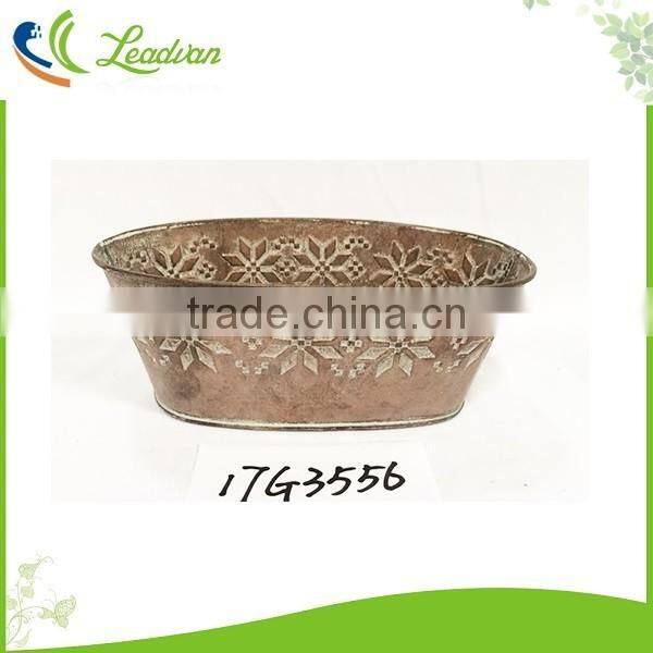Antique embossed pretty metal planter for home decoration