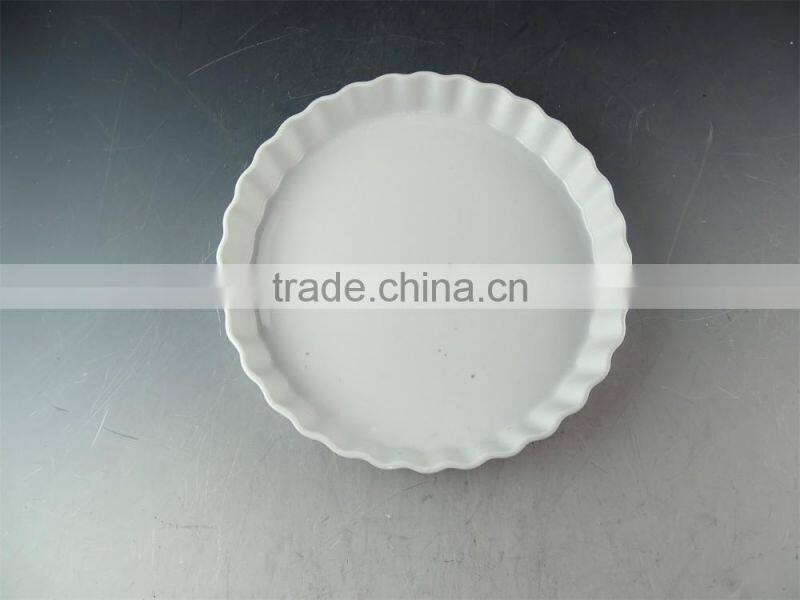 white wholesale porcelain bake plate, round ceramic bakeware in stock