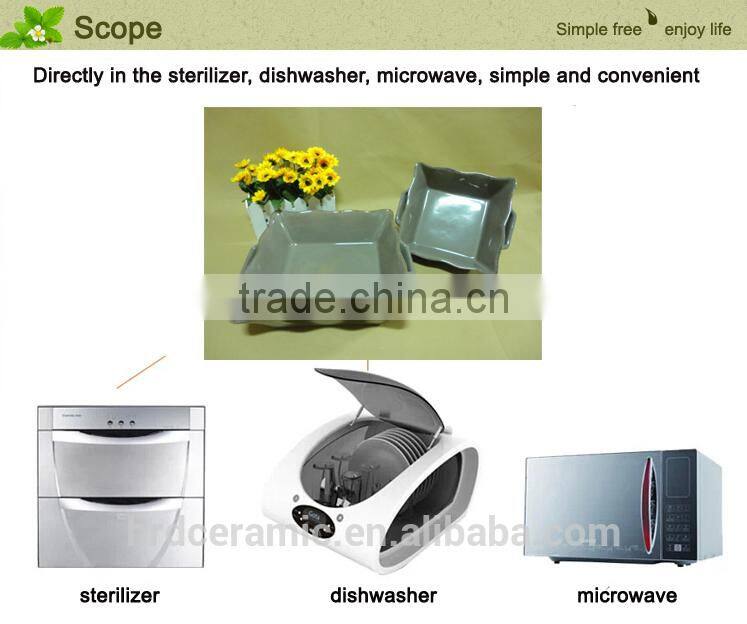 wholesale daily use colored square porcelain cute bakeware with two handle