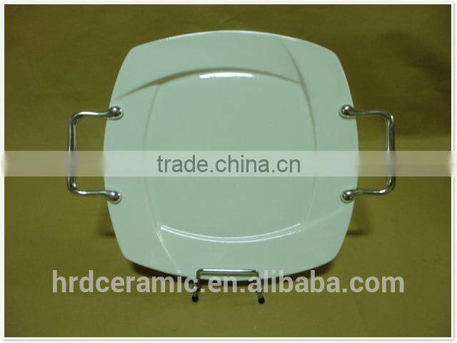 New stock japanese style ceramic plate with Metal handle
