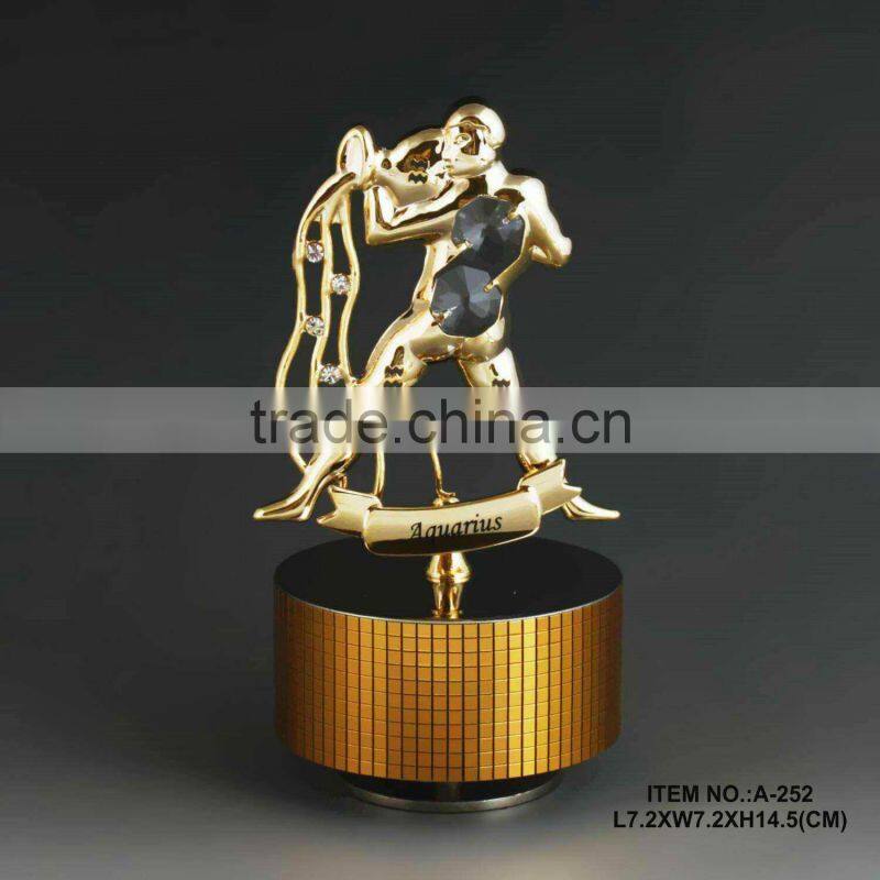 Good Quality 24K gold plated Zodiac Leo Music Box made with swarovski elements