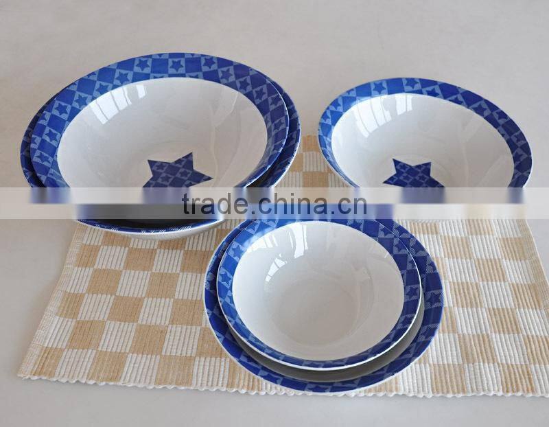 cheap porcelain bowl,porcelain set of 5pcs bowl set,ceramic salad bowl with decal