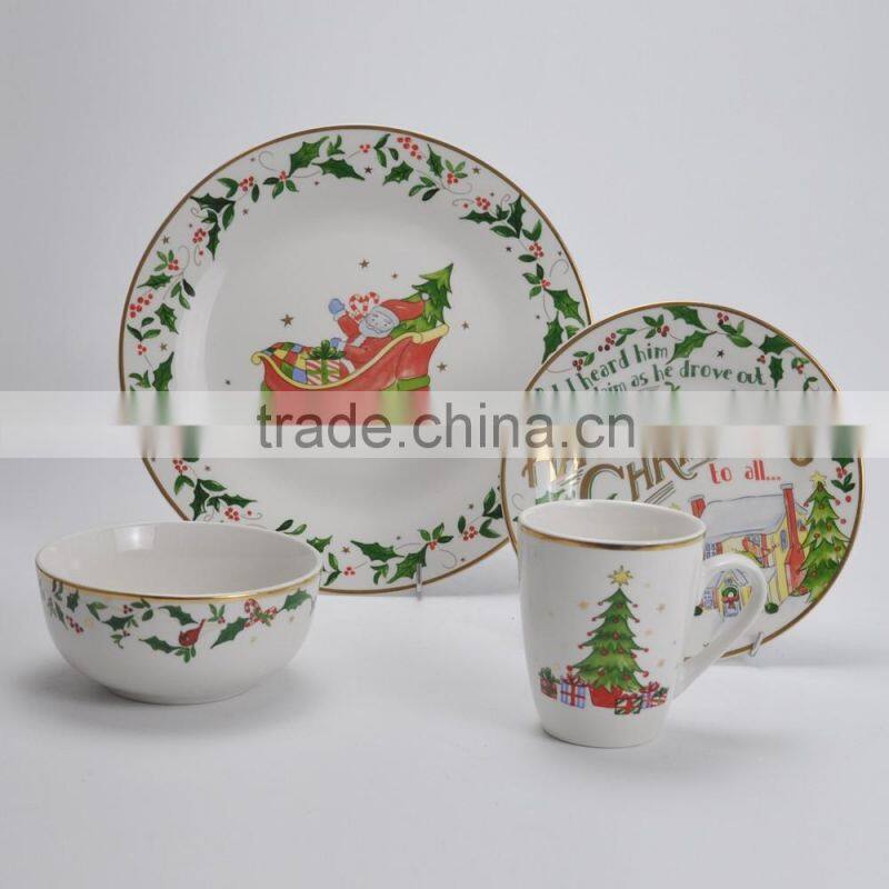 porcelain gold decal dinnerware set,16pcs porcelain dinner set with gold printing,gold dinner set