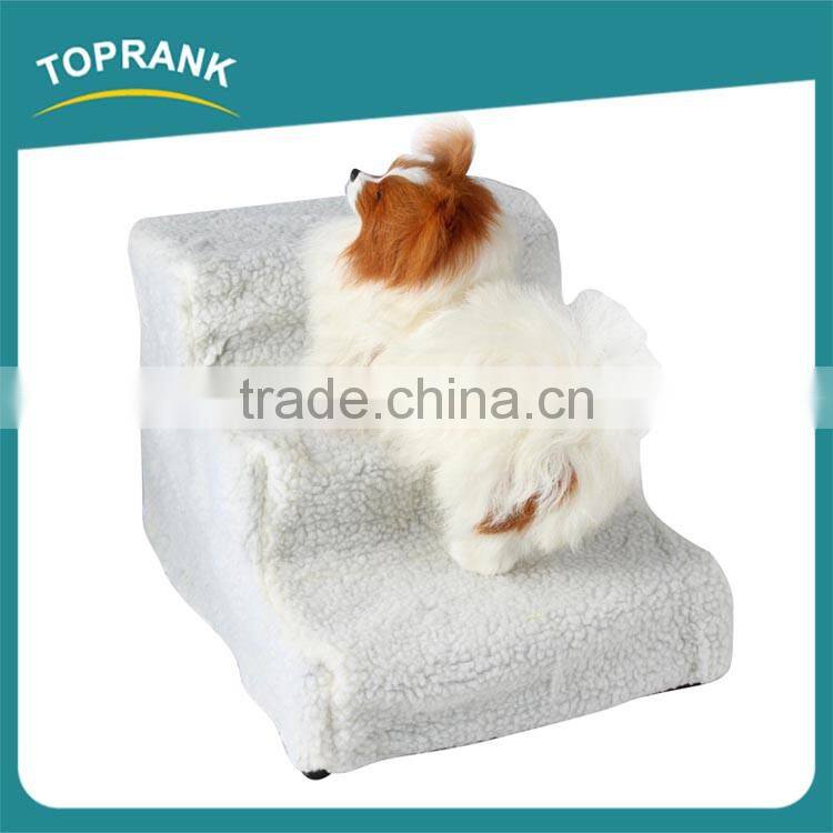Hot sale easy move lightweight soft fleece cover portable pet dog stairs for beds