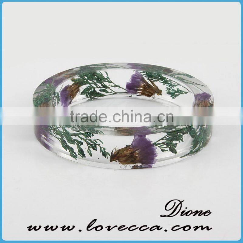 Gift Real dried flower resin bangle ,pressed flower bracelet ,preserved flower bangle