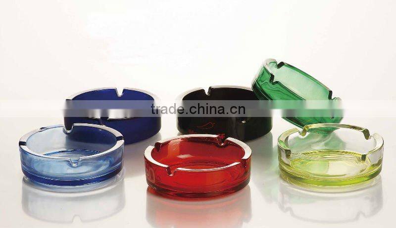 beautiful transparent round glass ashtray