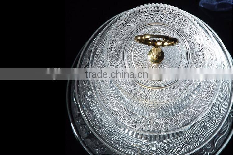 crystal glass charge plate with metal stand rack set for wedding party