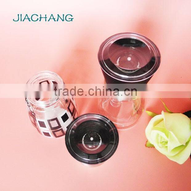 manual slender glass spice grinder jars with black lid