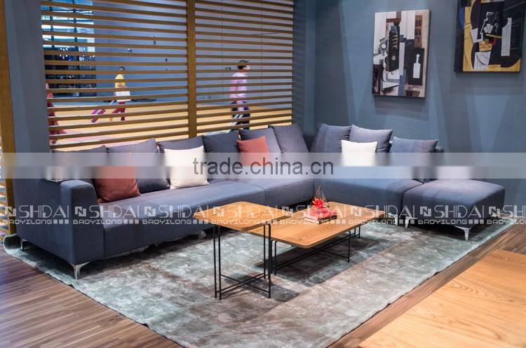 Sofa sectional modular blue fabric living room L shape right chaise G1118