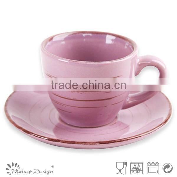 Fashionable design ceramic stoneware tea cup and saucer modern coffee mug and saucer