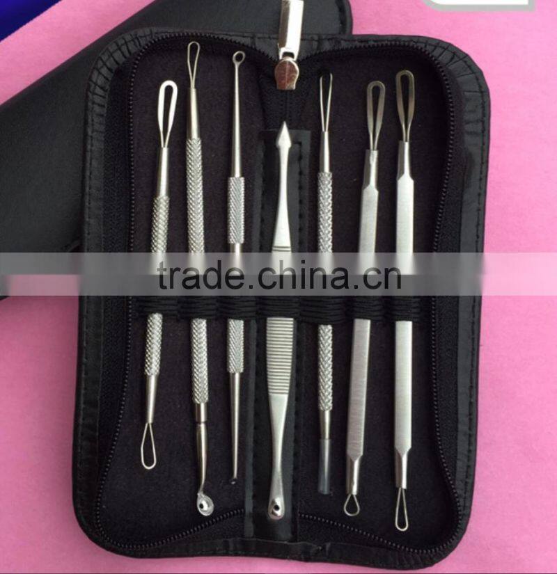 lackhead Remover Pimple Acne Extractor Tool Best Comedone Removal Kit 7 High Quality Skincare Tools With Case. For Blemish, Wh