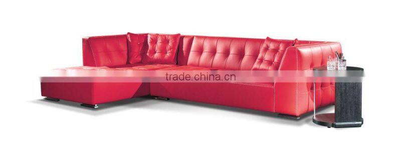 JR8047 100% top grain cow red leather sofa low back fashionable contemporary couch