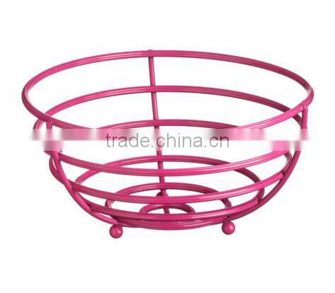 Hot pink powder coating stylish iron metal fruit basket hanger holders racks for kitchen organizer storage