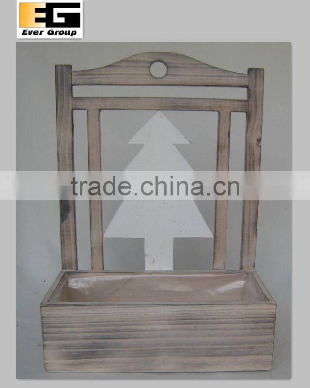 rectangular antique wood hanging planter