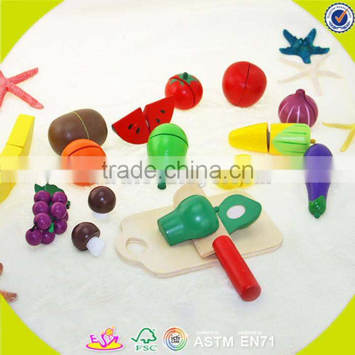 wholesale baby wooden fruit cutting toy, DIY kids wooden fruit cutting toy, role play children wooden fruit cutting toy W10B114