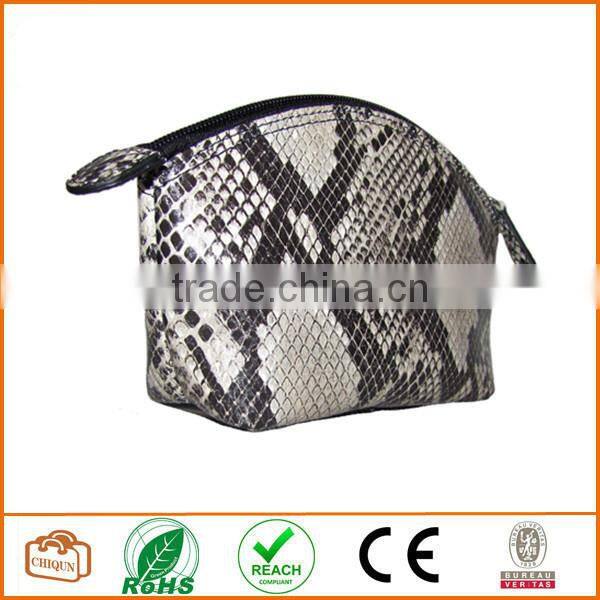 Leather Cosmetic Pouch Python Black