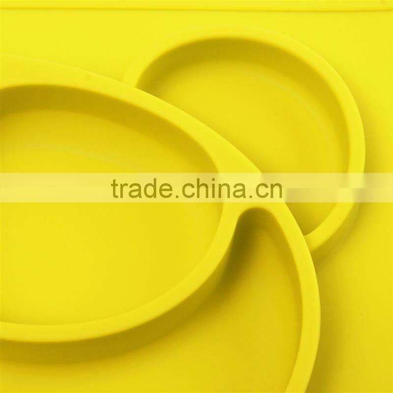 2017 hot selling Amazon and ebay Suction Table Food Tray Placemat plate Silicone Baby Kids tray