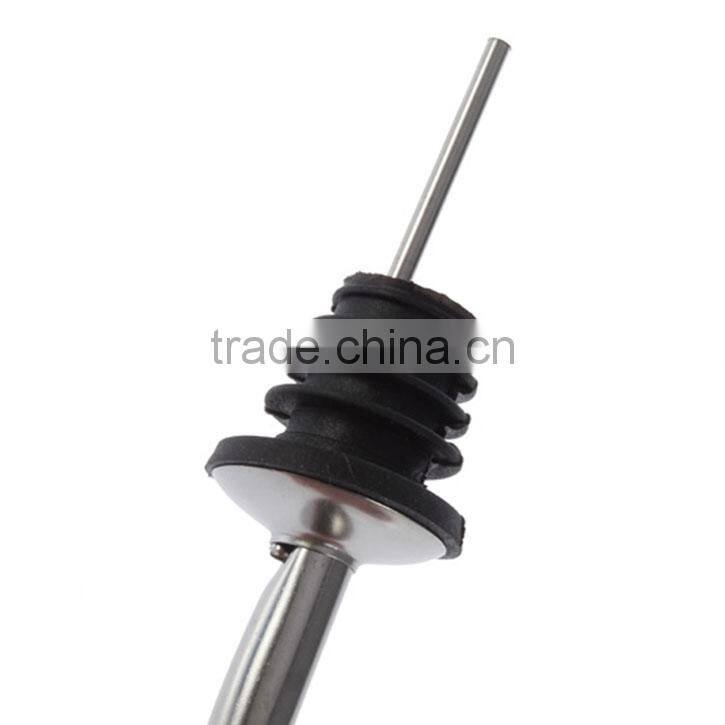 Stainless Steel Liquor Spirit Wine Bottle Pourer Free Flow Spout Rubber Stopper Drip Stop Wine Pourer Wine Measured Pourer