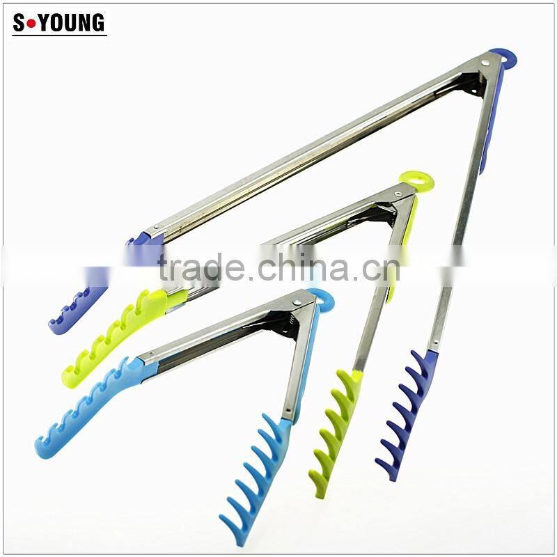 14006 New Shape Barbecue Grill Tongs Silicone Kitchen Serving Locking Food Tong