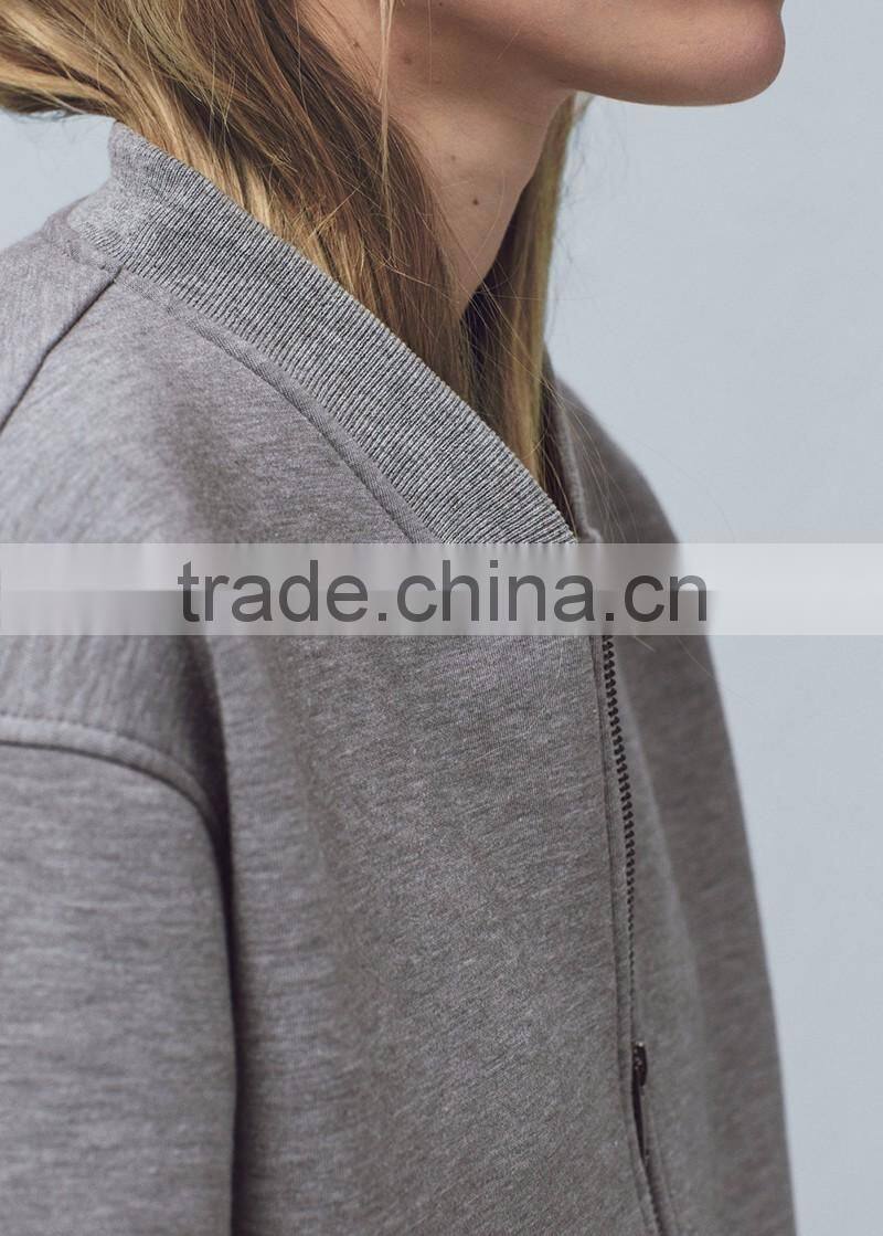 women custom designs grey high quality best price fashion plain bomber varsity jacket