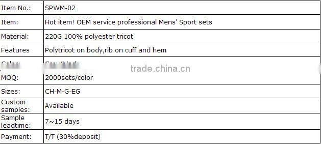 2016 Fashion Brand designer Factory OEM professional Mens' Sport wear sets jacket and pants suit