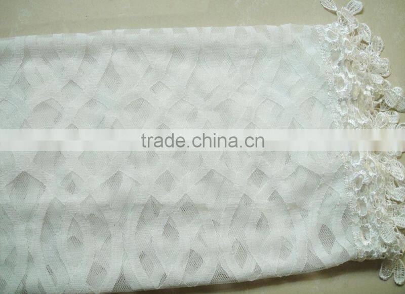 Fashion 100%cotton popular lady geometrical cotton white lace scarf