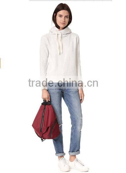 women sweatshirt with double hooded design specialized hooded with decorated wire Long sleeve fleece with rib hem