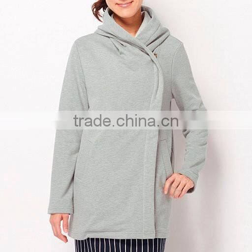 2016 women warm fleece fabric full zip winter coat with hooded knitted women cloth