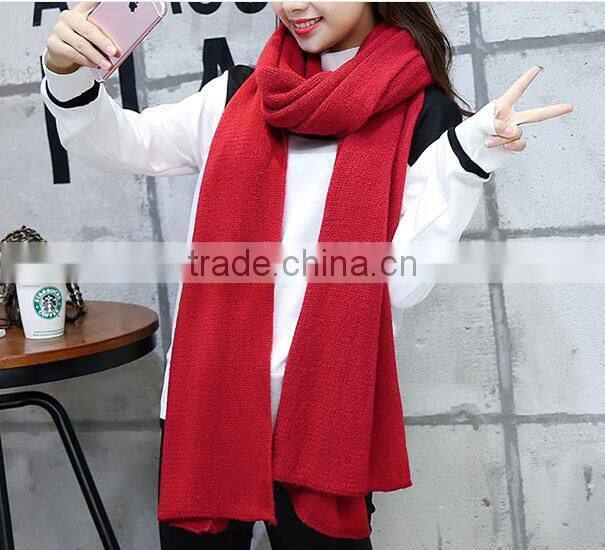 2017 new design fancy 16 colors latest ladies plain knit scarf