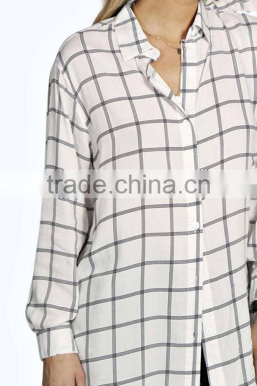 black white plaid shirt women cool blouse long sleeve shirt for woman