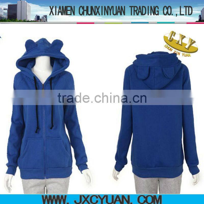 hotsale blank hoodie with ears for women and girls BLUE