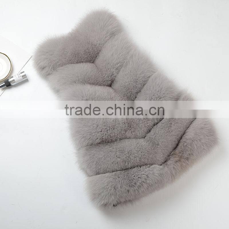 2017 Design slim Real Fox Fur Vest Coat Woman Sleeveless Thicken Warm Genuine Fox Fur Jackets --pc249