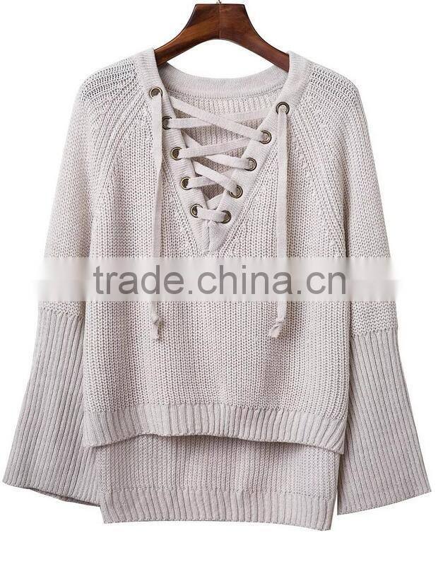 EY0851S New Style 2016 Women Fashion V-Neck Knitted Pullover Sweater