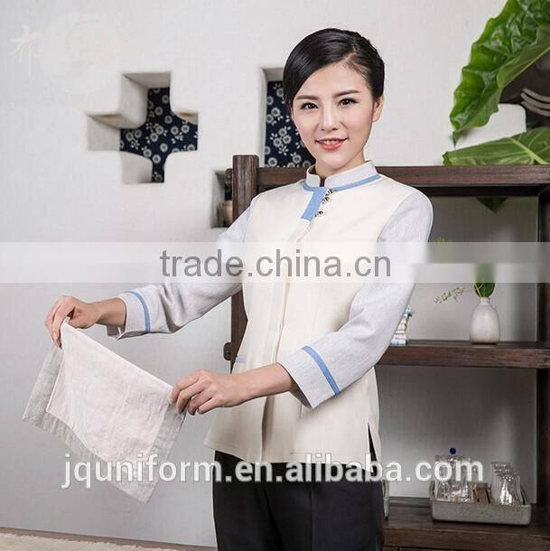 custom fast delivery wholesale women clothing hotel housekeeping uniform in Guangzhou