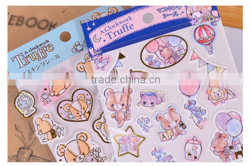 Adhesive sticker custom fiber paper decorative sticker gold stamp DIY sticker