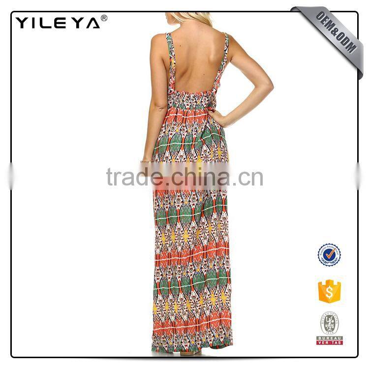 Pattern printed latest fashion maxi dresses for ladies,summer hippie clothing cotton boho maxi dress