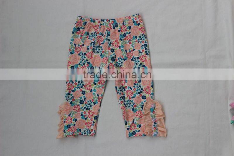 2017 Seasons Baby Girls Cotton Pants Beautiful Kids Girls Solid Color Capris Lace Ruffle