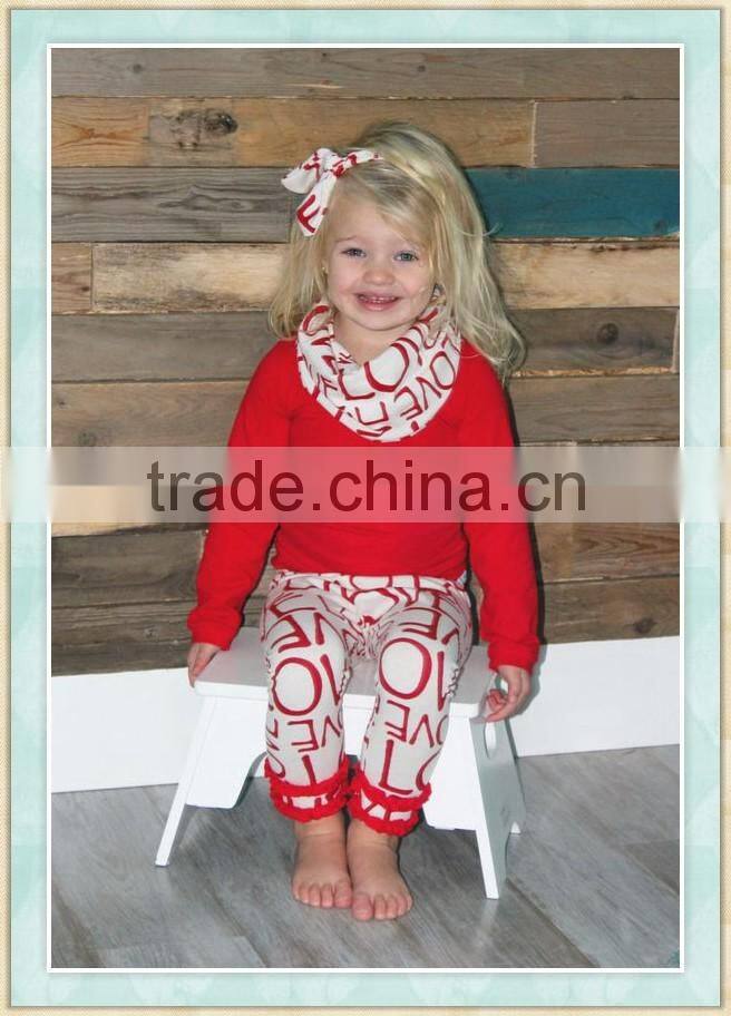 infant valentines day outfit baby girl boutique wholesale sets with love ruffle icing legging 2017 spring girl clothing 3pcs