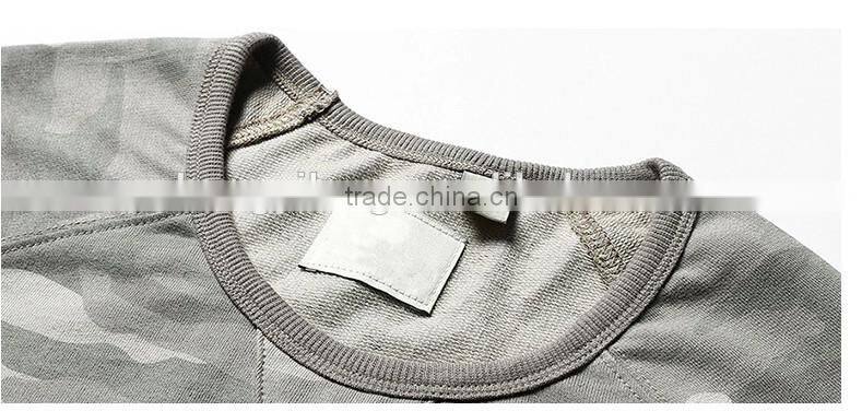 cotton/spandex kint camouflage full printing raglan sleeve military sweater/pullover with overlocking
